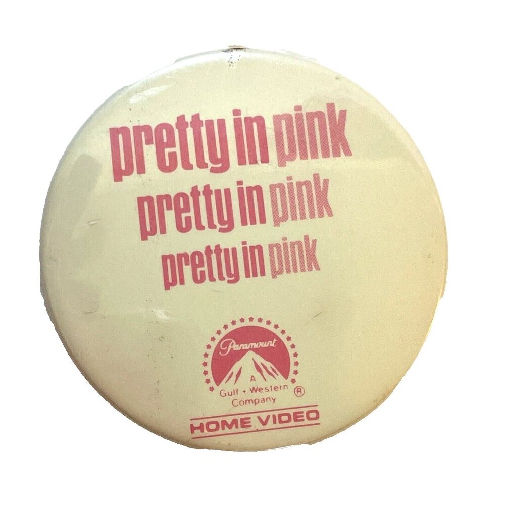 Pretty In Pink Movie Promotional Pinback Button Paramount 2 1/4" Vintage 1986